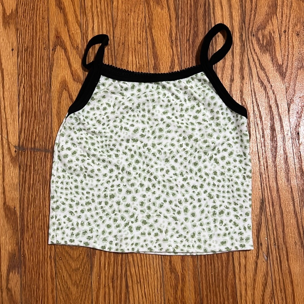 Brandy Melville Green Cheetah Print Tank Top